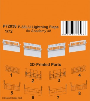 CMK 129-P72038 P-38L/J Lightning Flaps for Academy kit 1:72