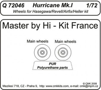 CMK 129-Q72046 Hurrican Mk. I wheels for Revell Hasegawa Airfix Heller 1:72