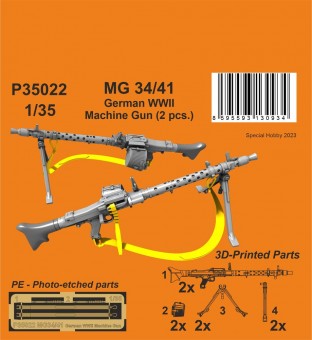 CMK P35022 MG 34/41 German WWII Machine Gun (2 pcs.) 1/35 