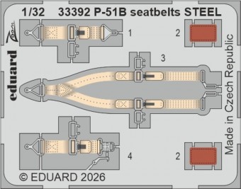 Eduard 33392 P-51B seatbelts STEEL for Eduard 1:32