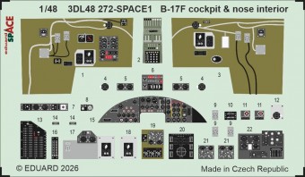 Eduard 3DL48272 B-17F cockpit & nose interior SPACE for Revell 1:48
