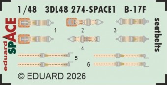 Eduard 3DL48274 B-17F seatbelts SPACE for Revell 1:48