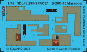 Eduard 3DL48295 B-26C-45 Marauder cockpit insulation & armour plates SPACE for ICM 1:48