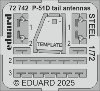 Eduard 72742 P-51D tail antennas STEEL 1:72