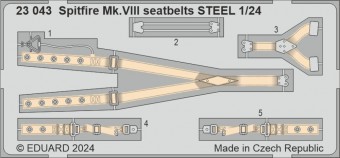 Eduard 23043 Spitfire Mk.VIII seatbelts STEEL AIRFIX 1:24