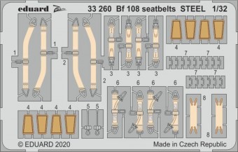 Eduard 33260 Bf 108 seatbelts STEEL for Eduard 1:32