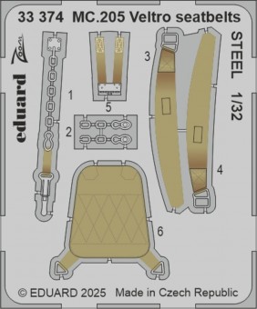 Eduard 33374 MC.205 Veltro seatbelts STEEL ITALERI 1:32