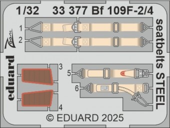 Eduard 33377 Bf 109F-2/4 seatbelts STEEL HOBBY 2000 / HASEGAWA 1:32
