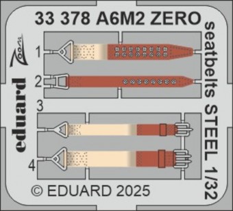 Eduard 33378 A6M2 Zero seatbelts STEEL TAMIYA 1:32