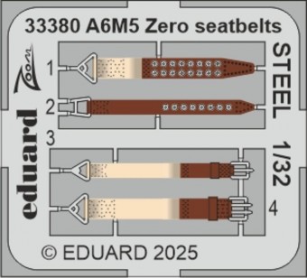 Eduard 33380 A6M5 Zero seatbelts STEEL TAMIYA 1:32