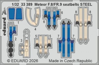 Eduard 33389 Meteor F.8/FR.9 seatbelts STEEL for Revell 1:32