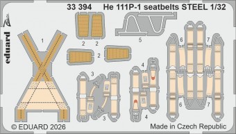 Eduard Accessories 33394 He 111P-1 seatbelts STEEL for Revell 1:32