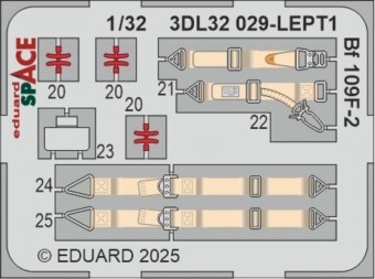 Eduard 3DL32029 Bf 109F-2 SPACE HOBBY 2000 / HASEGAWA 1:32