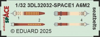 Eduard 3DL32032 A6M2 Zero seatbelts SPACE TAMIYA 1:32
