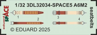 Eduard 3DL32034 A6M5 Zero seatbelts SPACE TAMIYA 1:32