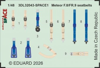 Eduard 3DL32043 Meteor F.8/FR.9 seatbelts SPACE for Revell 1:32