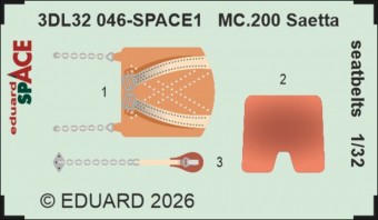 Eduard 3DL32046 MC.200 Saetta seatbelts SPACE for Italeri 1:32