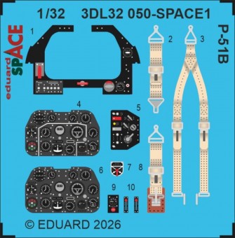 Eduard Accessories 3DL32050 P-51B SPACE for Eduard 1:32
