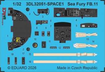 Eduard Accessories 3DL32051 Sea Fury FB.11 SPACE for DBMK 1:32