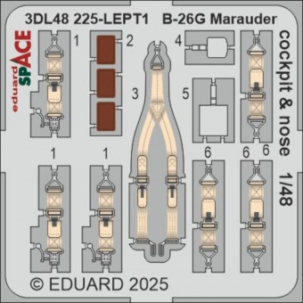Eduard 3DL48225 B-26G Marauder cockpit & nose SPACE ICM 1:48