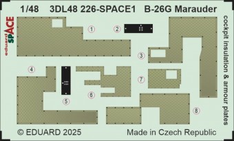 Eduard 3DL48226 B-26G Marauder cockpit insulation & armour plates SPACE ICM 1:48