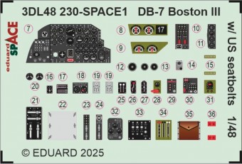 Eduard 3DL48230 DB-7 Boston III w/ US seatbelts SPACE HKM 1:48