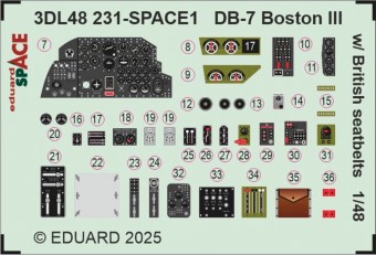 Eduard 3DL48231 DB-7 Boston III w/ British seatbelts SPACE HKM 1:48