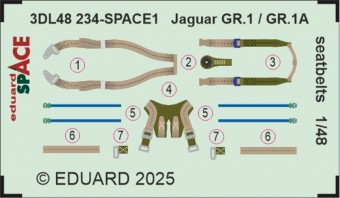 Eduard 3DL48234 Jaguar GR.1 / GR.1A seatbelts SPACE AIRFIX 1:48