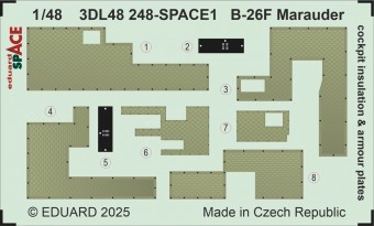 Eduard 3DL48248 B-26F Marauder cockpit insulation & armour plates SPACE ICM 1:48