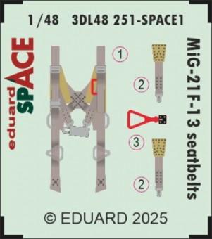 Eduard 3DL48251 MiG-21F-13 seatbelts SPACE 1/48 for Eduard 1:48