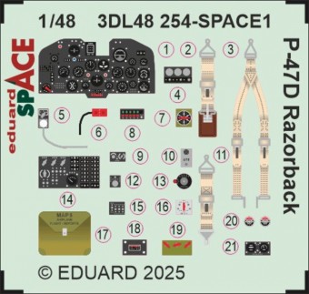 Eduard 3DL48254 P-47D Razorback SPACE for Miniart 1:48