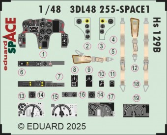 Eduard 3DL48255 Hs 129B SPACE for Takom 1:48