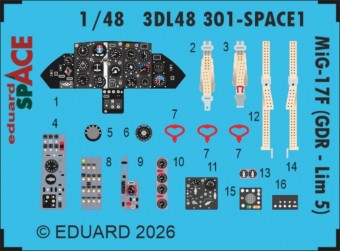 Eduard Accessories 3DL48301 MiG-17F (GDR - Lim 5) SPACE for Kinetic 1:48