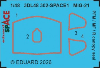 Eduard Accessories 3DL48302 MiG-21 PFM / MF/ R canopy seal SPACE for Eduard 1:48