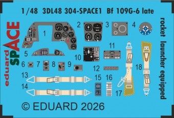 Eduard Accessories 3DL48304 Bf 109G-6 late (rocket launcher equipped) SPACE for Tamiya 1:48