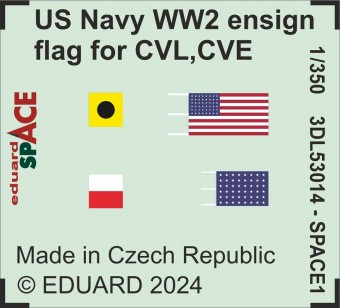Eduard 3DL53014 US Navy WW2 ensign flag for CVL, CVE, CL & DD SPACE 1:350