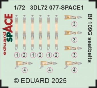 Eduard 3DL72077 Bf 109G seatbelts SPACE 1:72