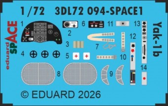 Eduard Accessories 3DL72094 Yak-1b SPACE for Arma Hobby 1:72