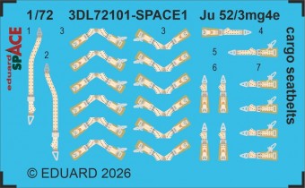 Eduard Accessories 3DL72101 Ju 52/3mg4e cargo seatbelts SPACE for Airfix 1:72
