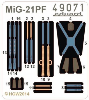 Eduard 49071 MiG-21PF seatbelts FABRIC 1:48