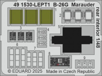 Eduard 491530 B-26G Marauder rear interior ICM 1:48