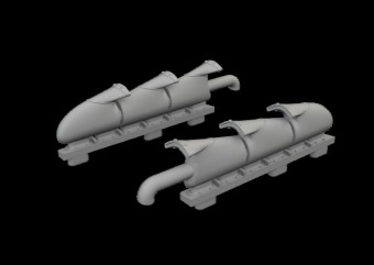 Eduard 672440 Spitfire Mk.V three-stacks exhaust fishtail PRINT for Eduard 1:72