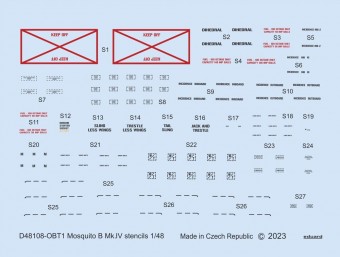 Eduard D48108 Mosquito B Mk.IV stencils for TAMIYA/REVELL 1:48