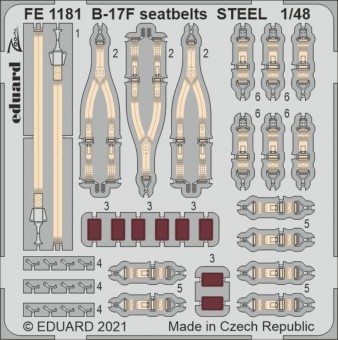Eduard FE1181 B-17F seatbelts STEEL 1/48 for HKM 1:48
