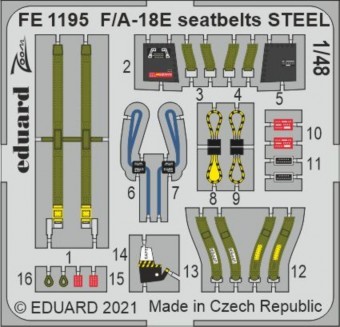 Eduard FE1195 F/A-18E seatbelts STEEL for MENG 1:48