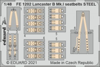 Eduard FE1202 Lancaster B Mk.I seatbelts STEEL for HKM 1:48