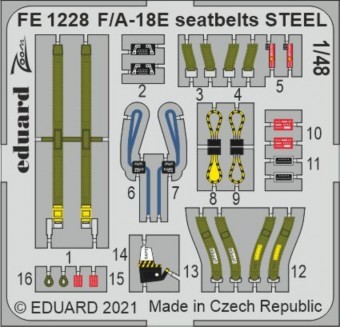 Eduard FE1228 F/A-18E seatbelts STEEL for HOBBY BOSS 1:48