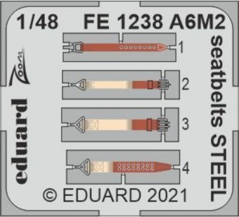 Eduard FE1238 A6M2 seatbelts STEEL for EDUARD 1:48