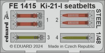 Eduard FE1415 Ki-21-I seatbelts STEEL ICM 1:48