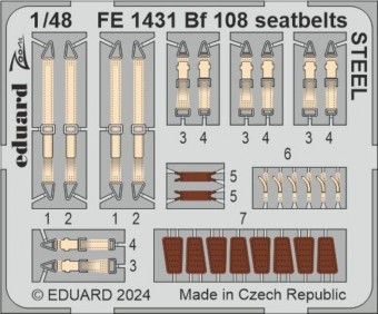 Eduard FE1431 Bf 108 seatbelts STEEL EDUARD 1:48